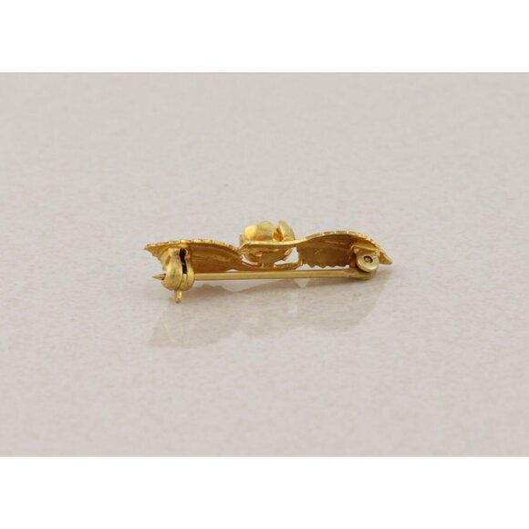 Pin 10k Black Hills Gold Flower and Leaf Design Pin Brooch 1/4" x 1 1/8" - Picture 8 of 10
